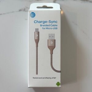 NWT AT&T Charge-Sync Braided Micro-USB Cable
